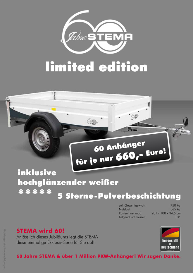 STEMA wird 60 - Unser Geschenk: 60 Anh&auml;nger f&uuml;r nur 660 Euro!